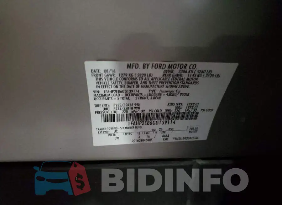 1FAHP2E86GG139114 Photo# 12
