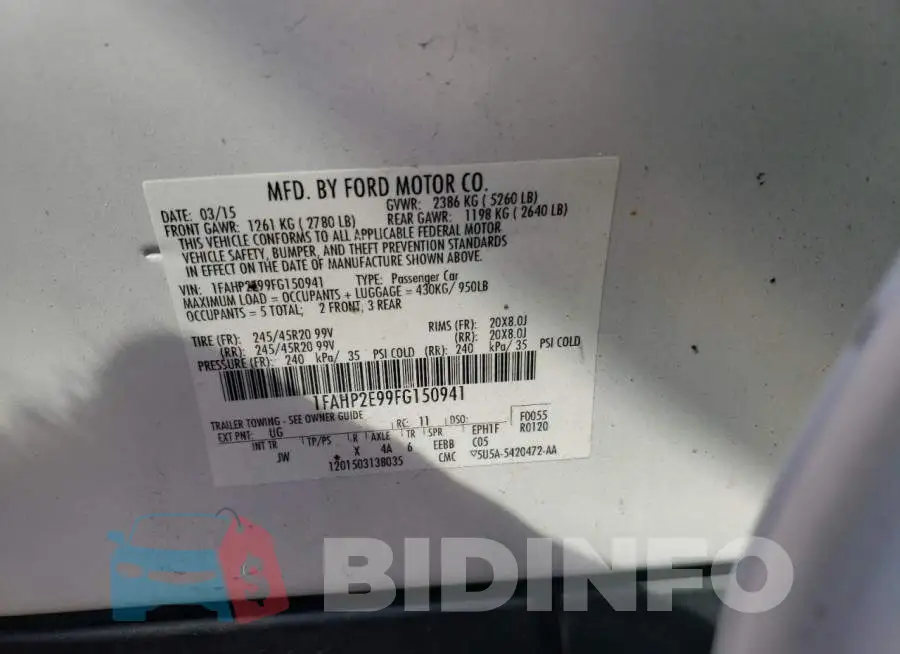 1FAHP2E99FG150941 Photo# 13