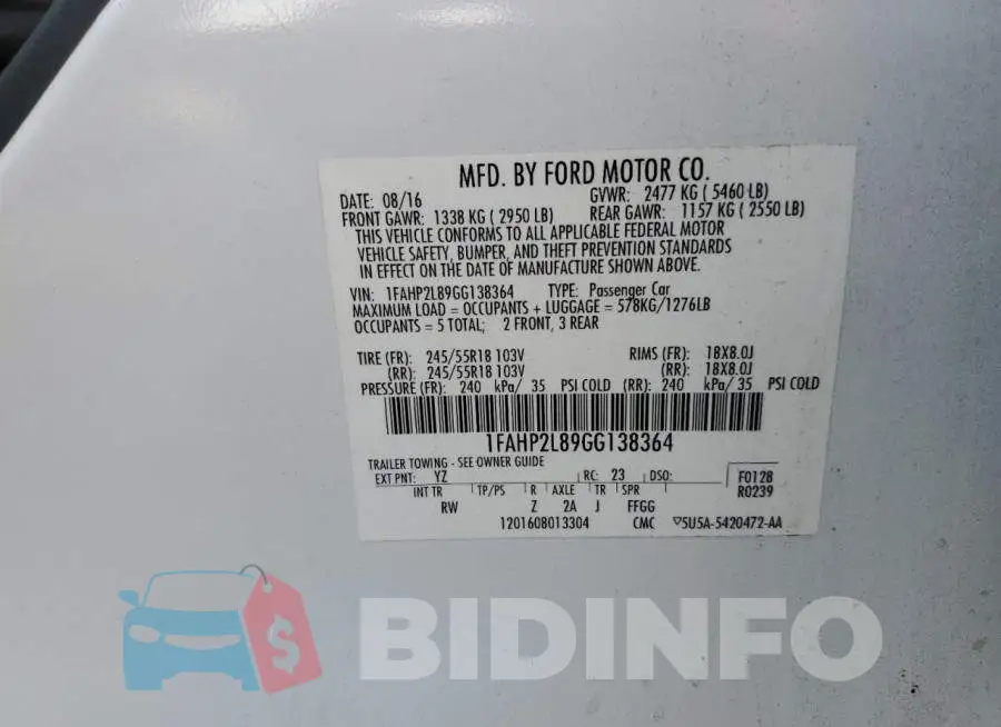 1FAHP2L89GG138364 Photo# 12