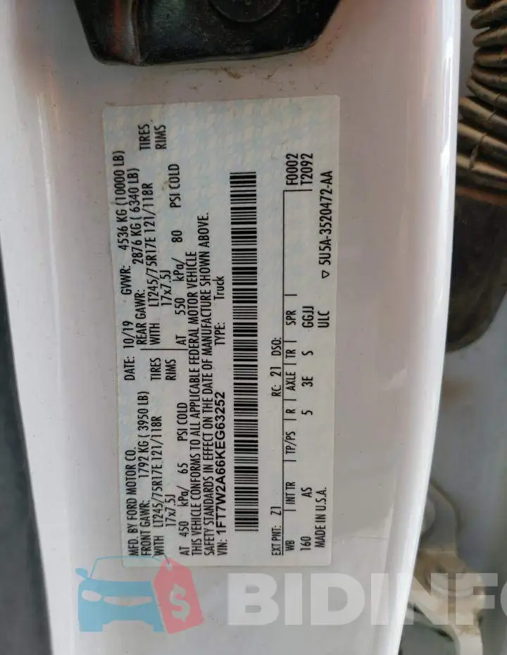 1FT7W2A66KEG63252 Photo# 12