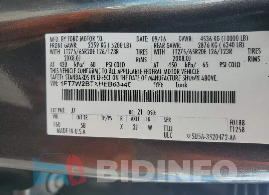 1FT7W2BTXHEB63446 Photo# 12