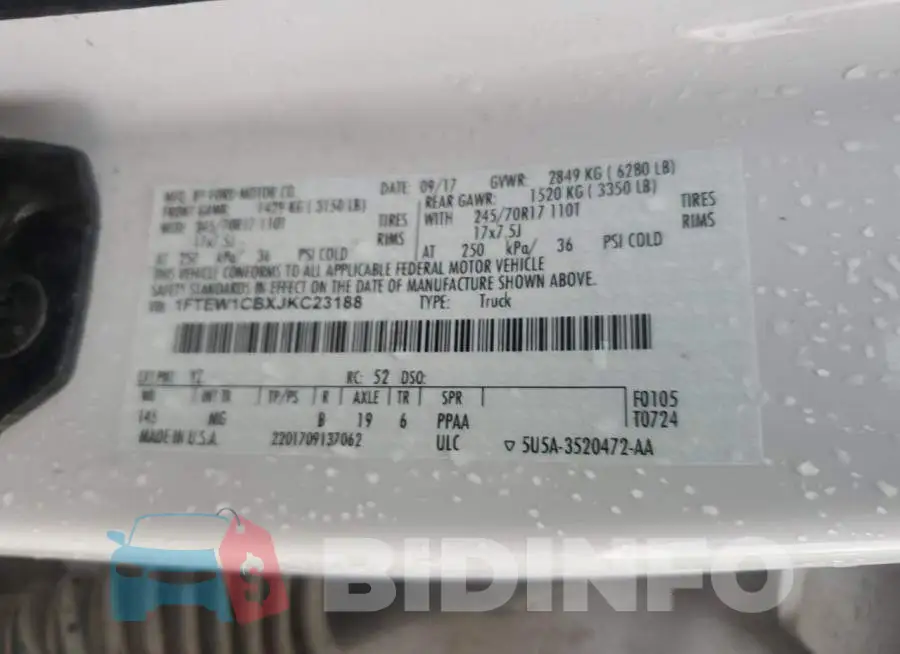 1FTEW1CBXJKC23188 Photo# 12
