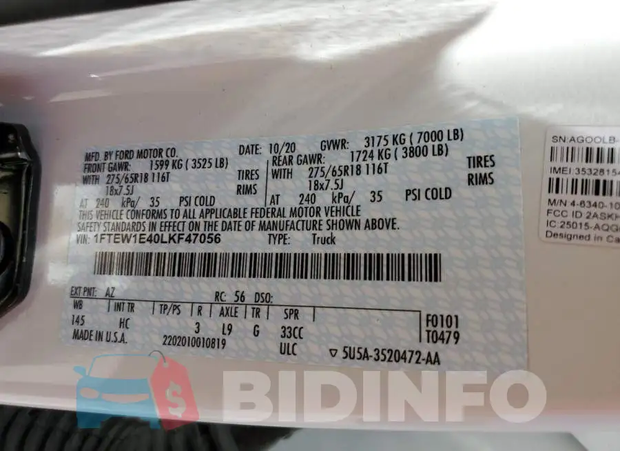 1FTEW1E40LKF47056 Photo# 12