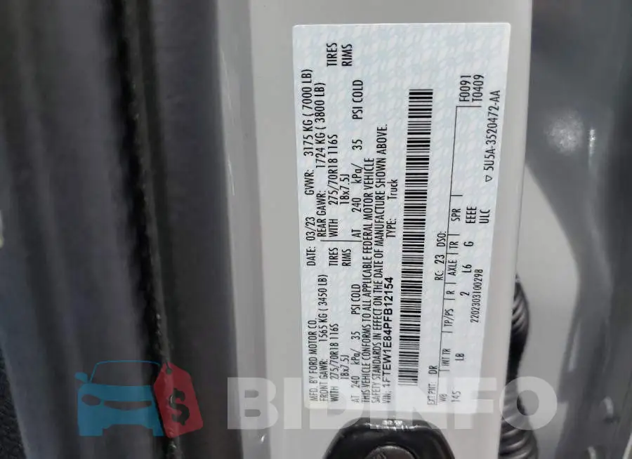 1FTEW1E84PFB12154 Photo# 12