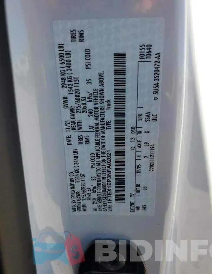 1FTEX1EP3NFA02021 Photo# 12