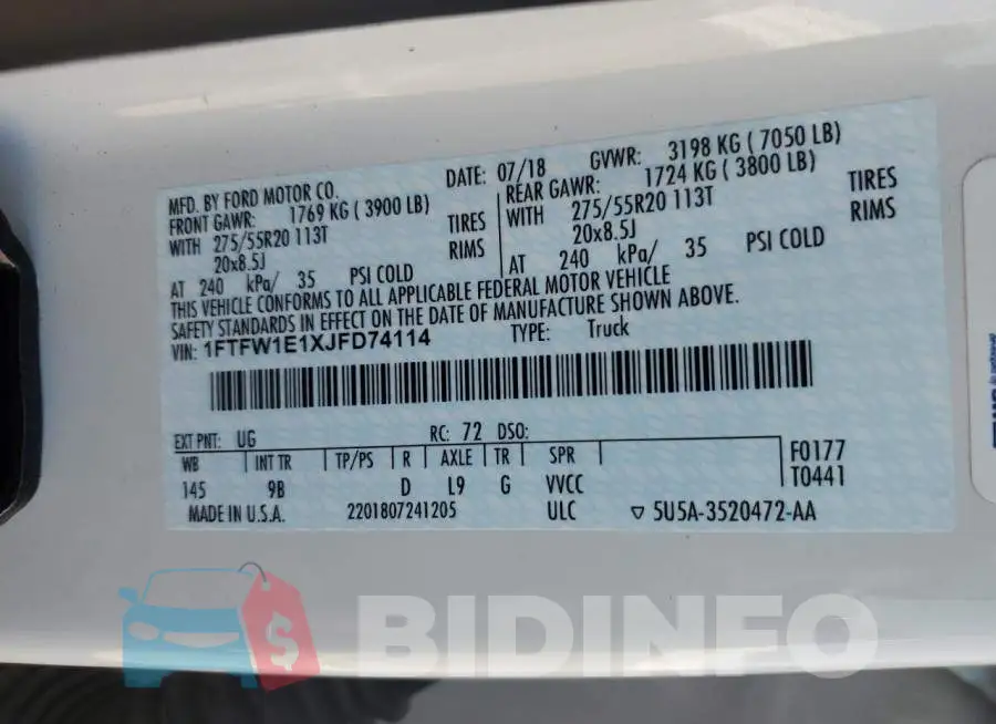 1FTFW1E1XJFD74114 Photo# 12