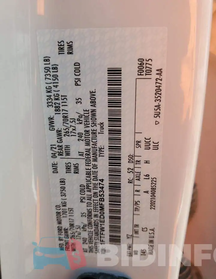 1FTFW1ED0MFB53474 Photo# 12