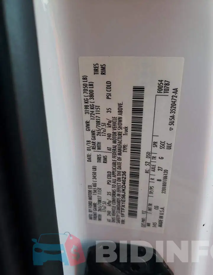 1FTFX1E56JKD46236 Photo# 12