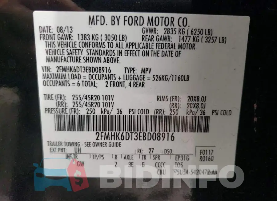 2FMHK6DT3EBD08916 Photo# 13