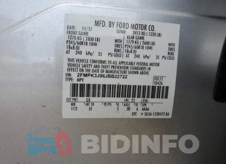 2FMPK3J96JBB22722 Photo# 13