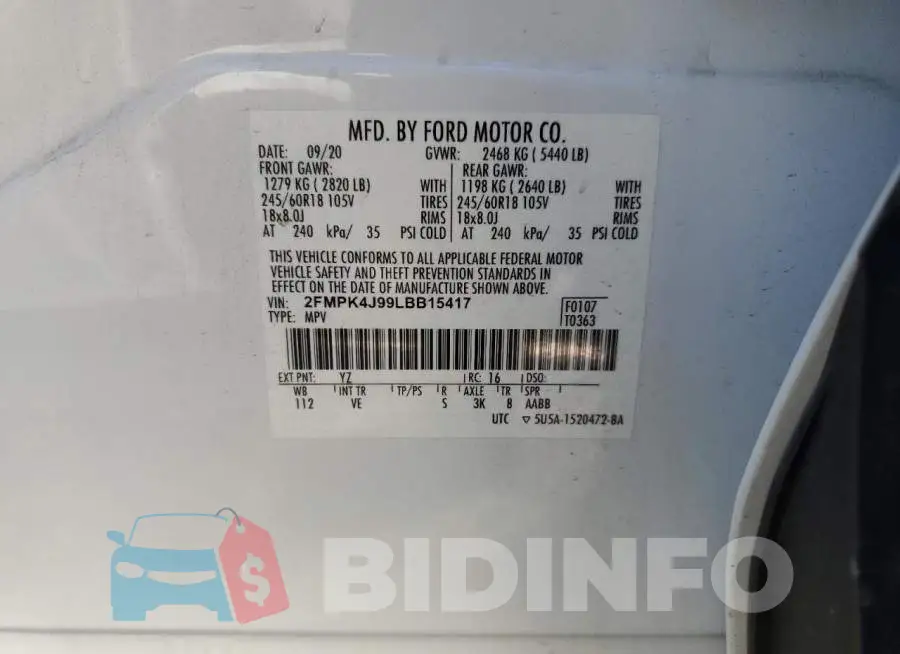 2FMPK4J99LBB15417 Photo# 13