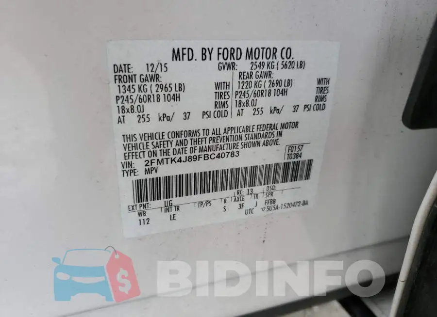 2FMTK4J89FBC40783 Photo# 12