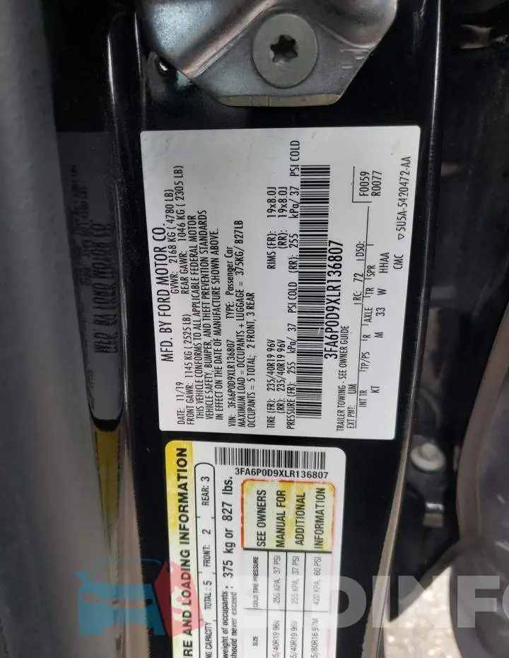3FA6P0D9XLR136807 Photo# 12