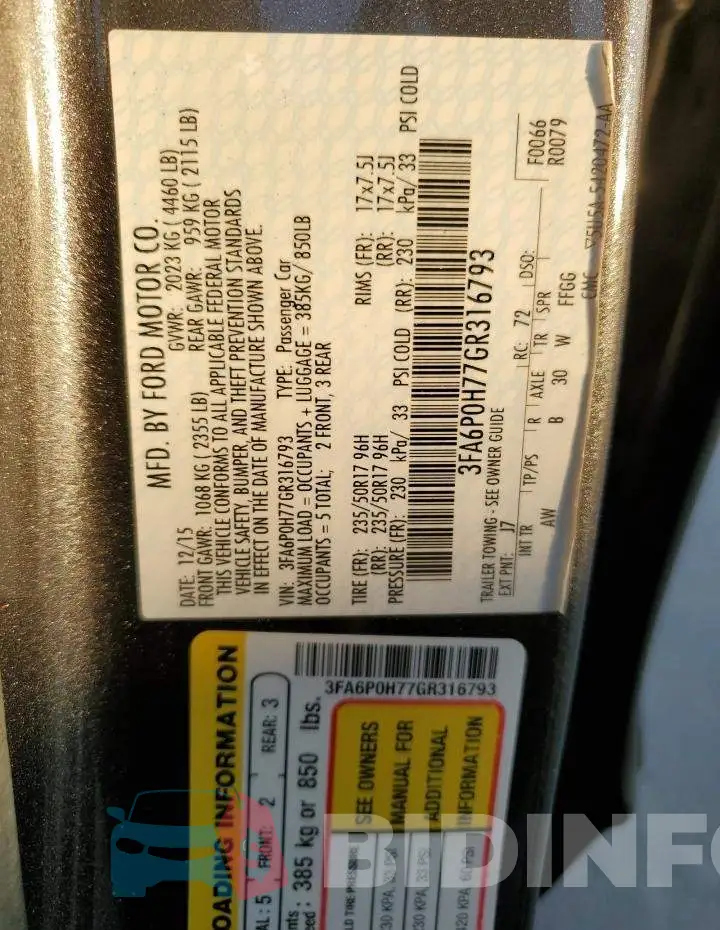 3FA6P0H77GR316793 Photo# 12