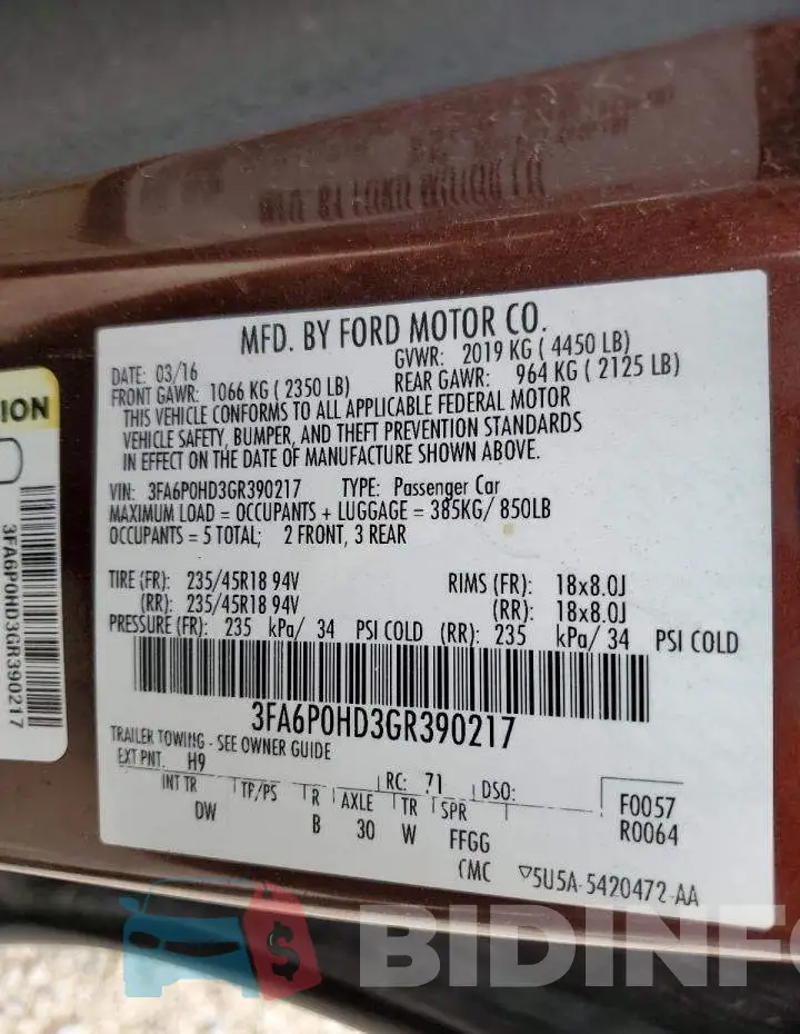 3FA6P0HD3GR390217 Photo# 12