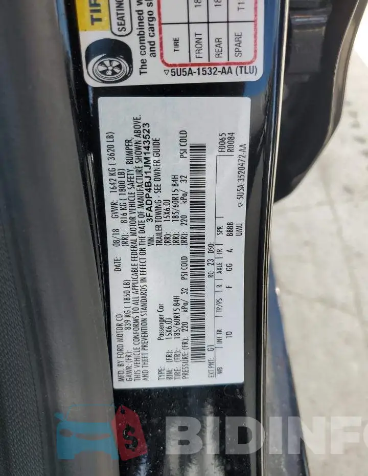 3FADP4BJ1JM143523 Photo# 12