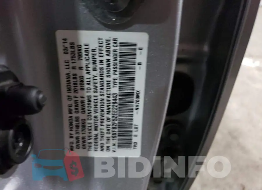19XFB2F52EE229443 Photo# 13