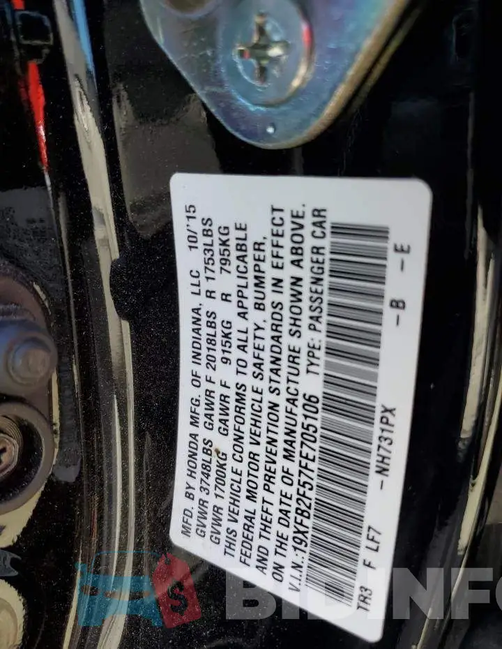 19XFB2F57FE705106 Photo# 12