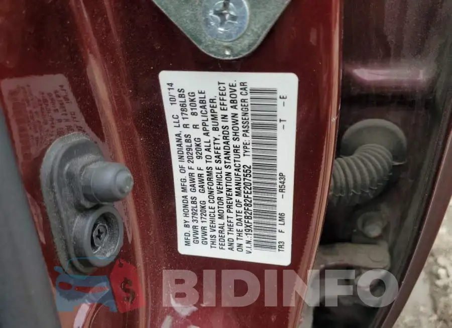 19XFB2F82FE207552 Photo# 12