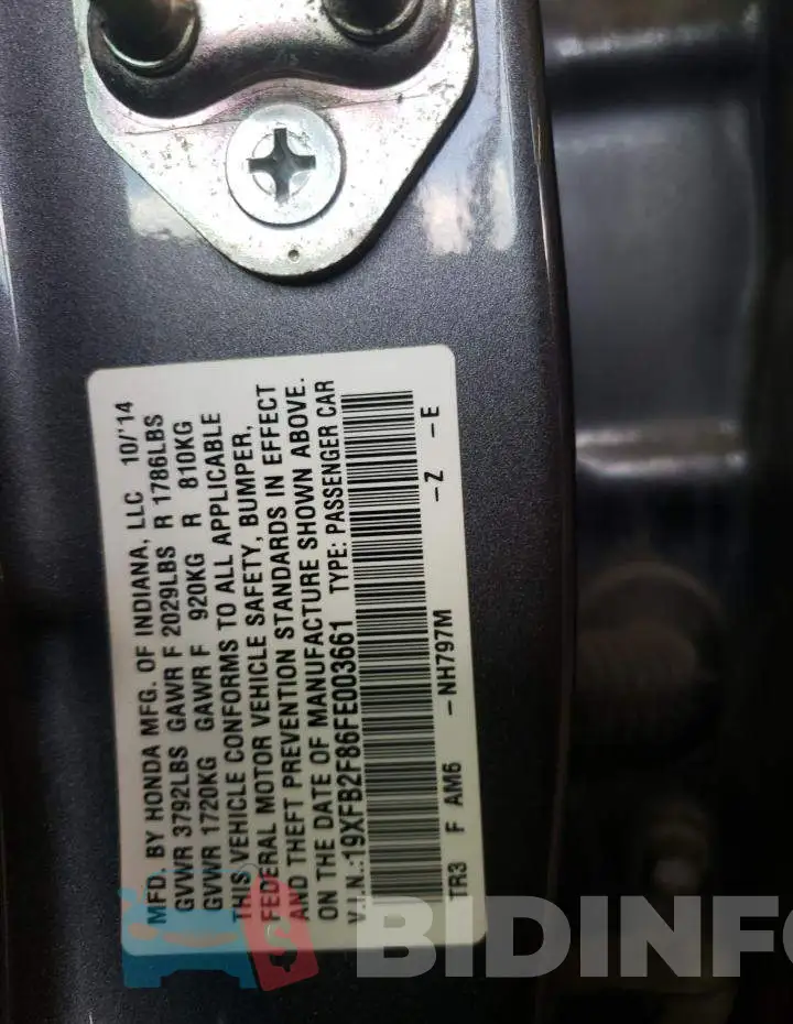 19XFB2F86FE003661 Photo# 12