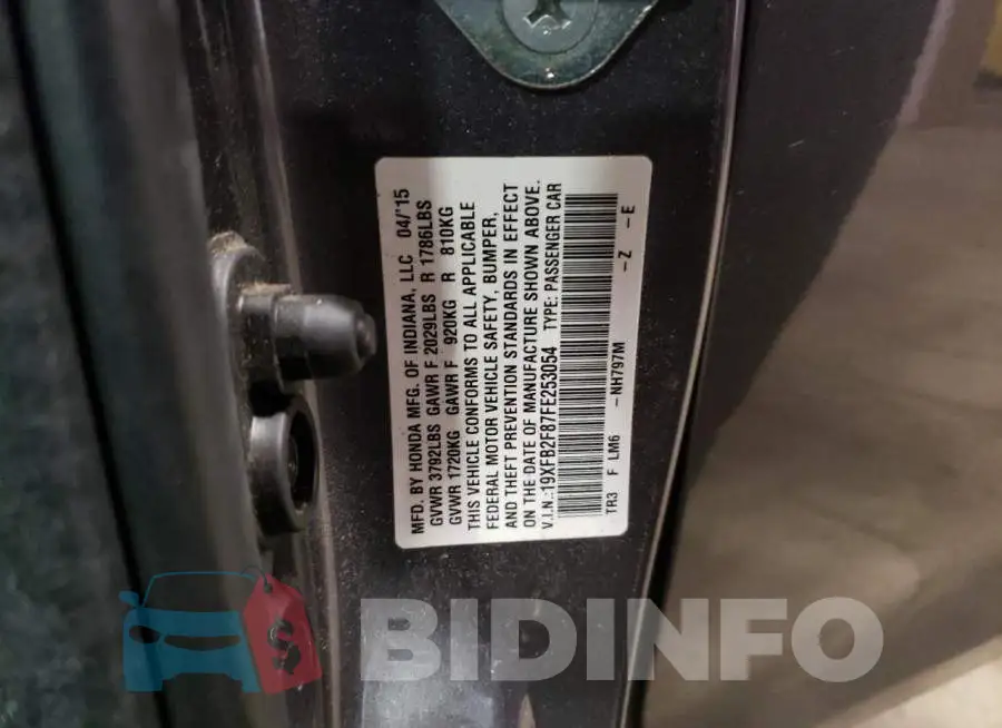 19XFB2F87FE253054 Photo# 12