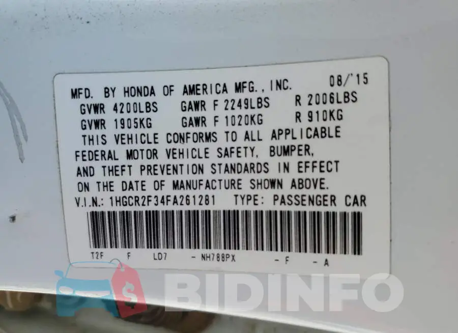 1HGCR2F34FA261281 Photo# 13