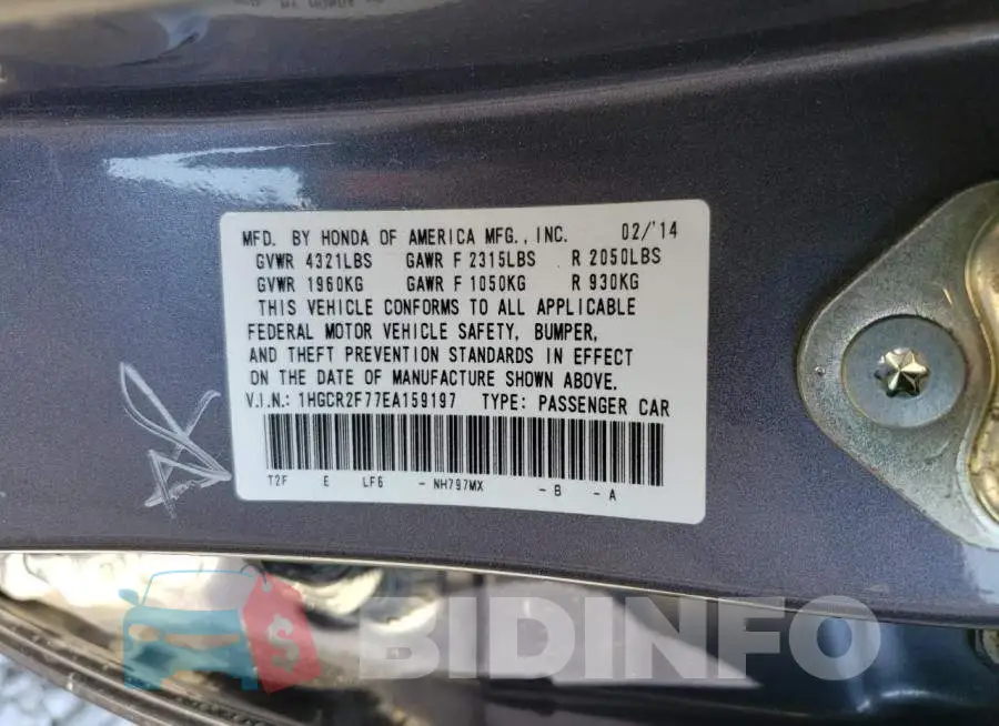 1HGCR2F77EA159197 Photo# 12