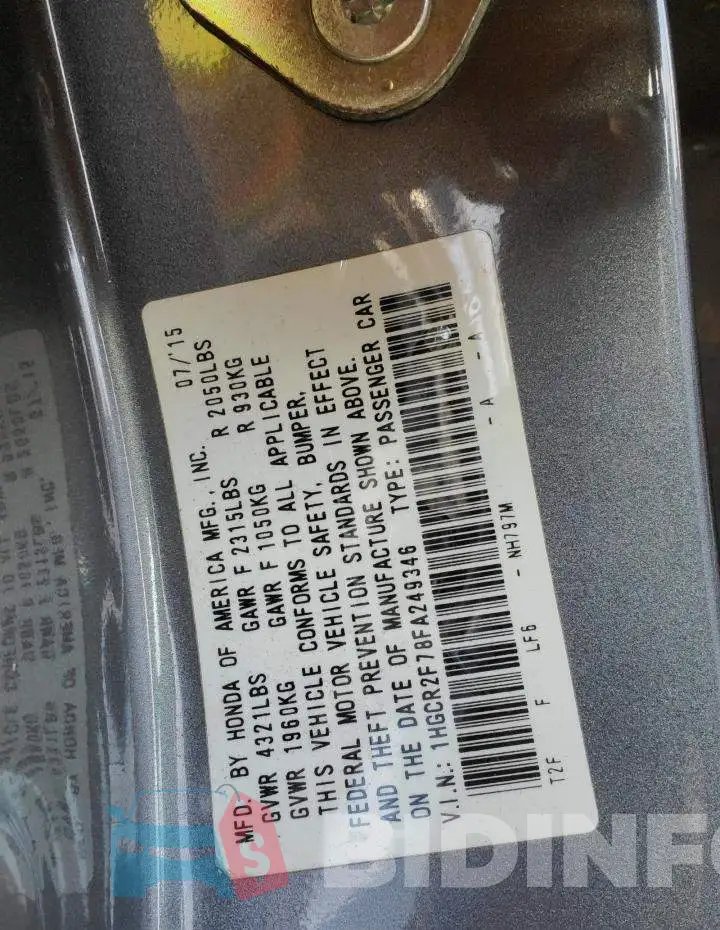 1HGCR2F78FA249346 Photo# 12