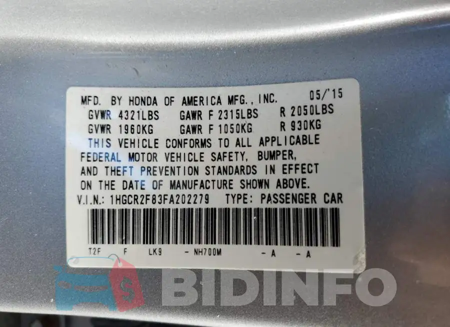 1HGCR2F83FA202279 Photo# 12