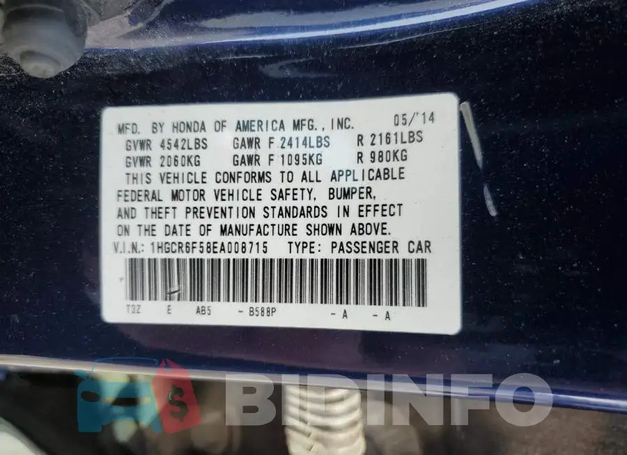 1HGCR6F58EA008715 Photo# 12