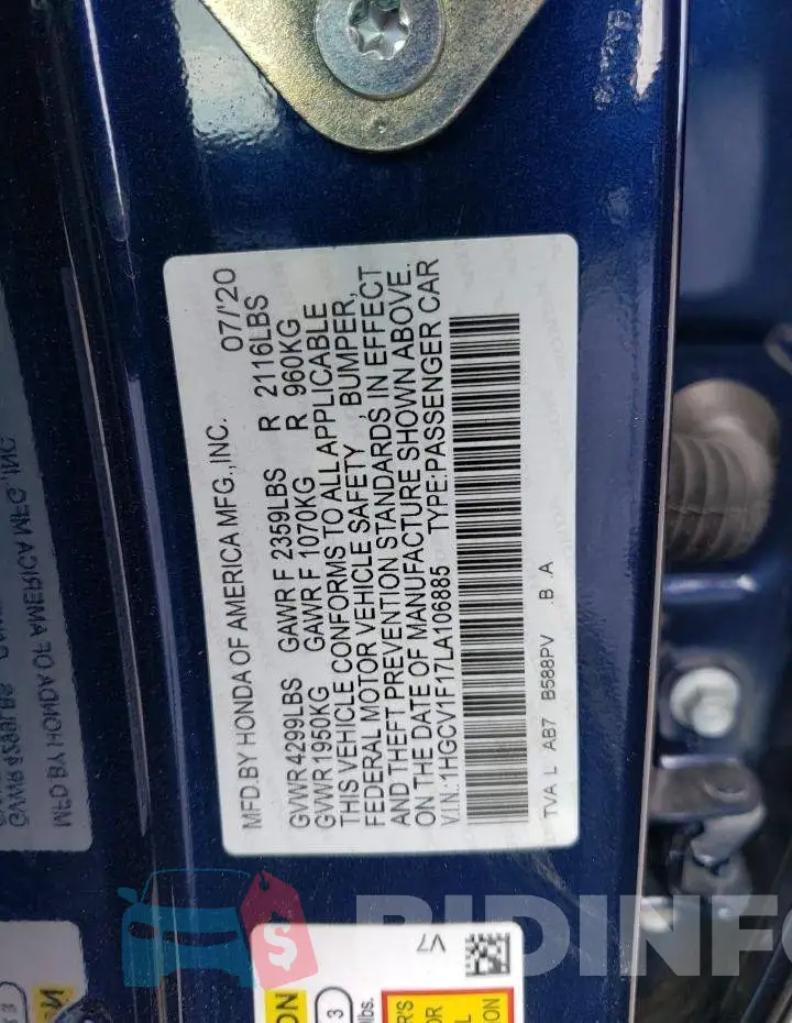 1HGCV1F17LA106885 Photo# 13