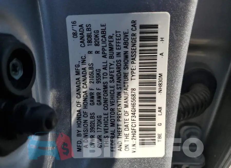 2HGFC1F34GH656878 Photo# 12