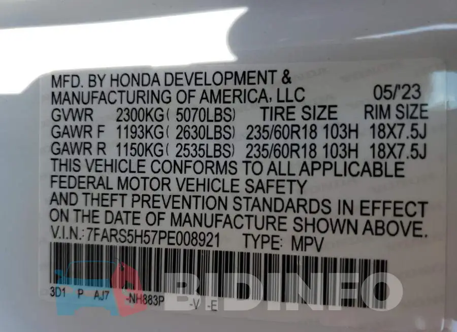 7FARS5H57PE008921 Photo# 14