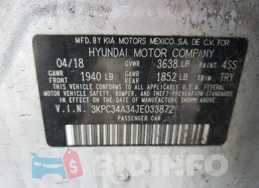 3KPC34A34JE033872 Photo# 12