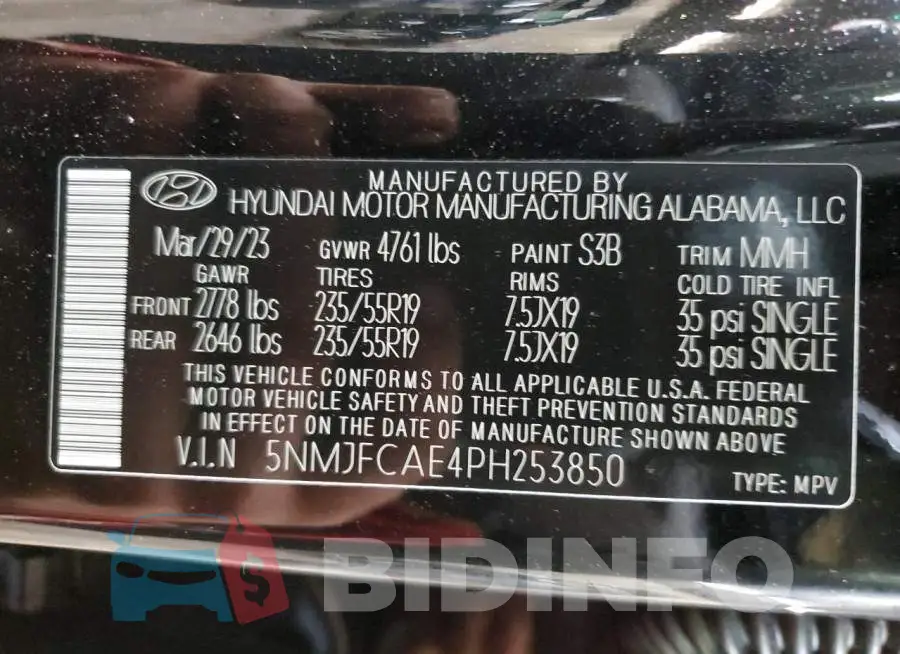 5NMJFCAE4PH253850 Photo# 14
