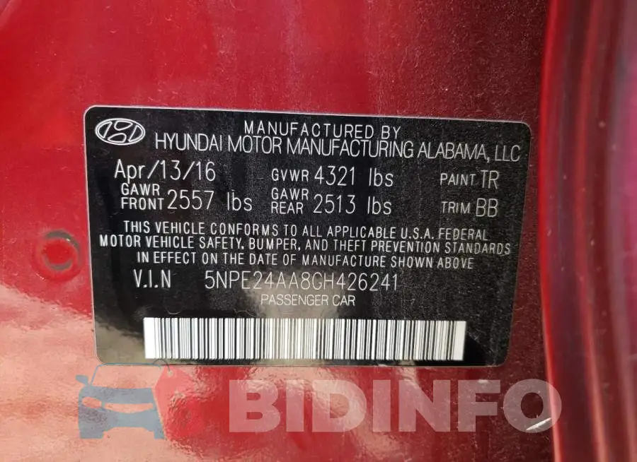 5NPE24AA8GH426241 Photo# 12