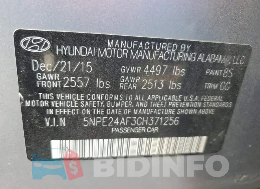 5NPE24AF3GH371256 Photo# 12