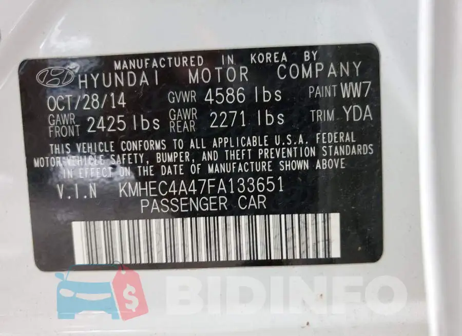 KMHEC4A47FA133651 Photo# 13