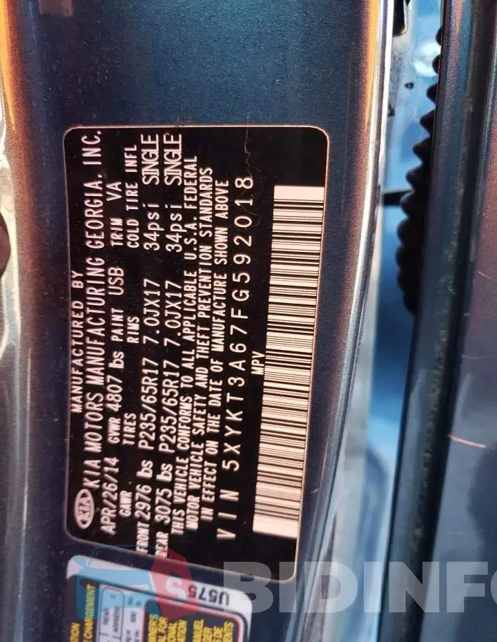 5XYKT3A67FG592018 Photo# 13