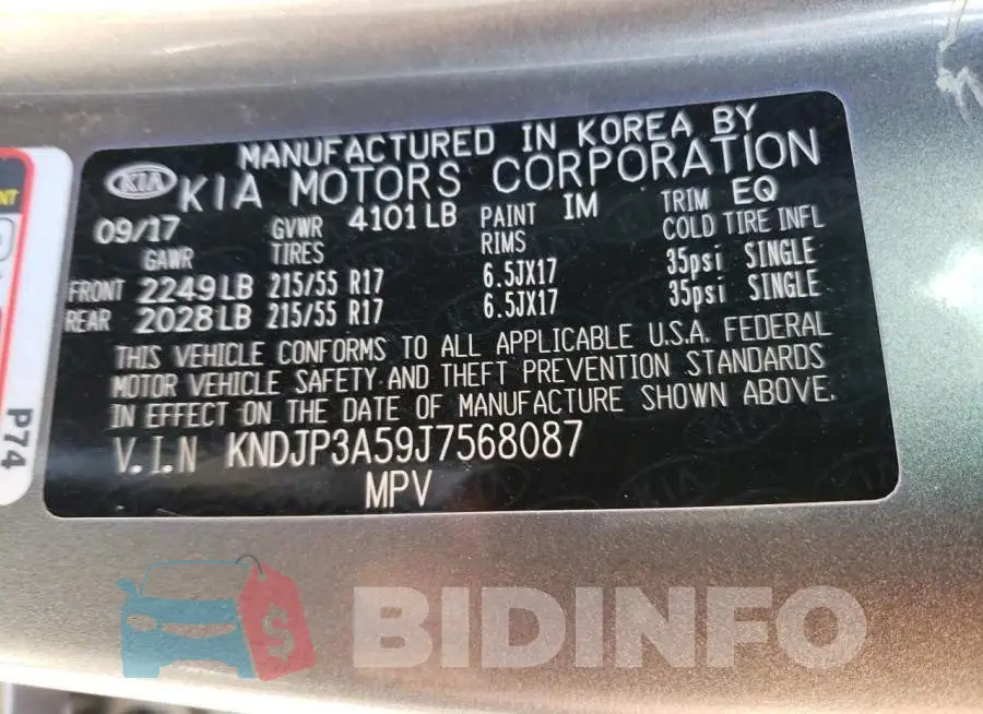 KNDJP3A59J7568087 Photo# 12