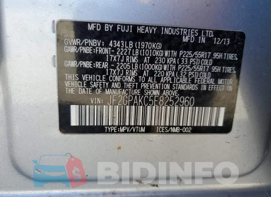 JF2GPAKC5E8252960 Photo# 14