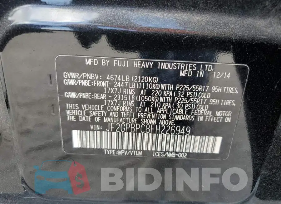 JF2GPBPC8FH226949 Photo# 13
