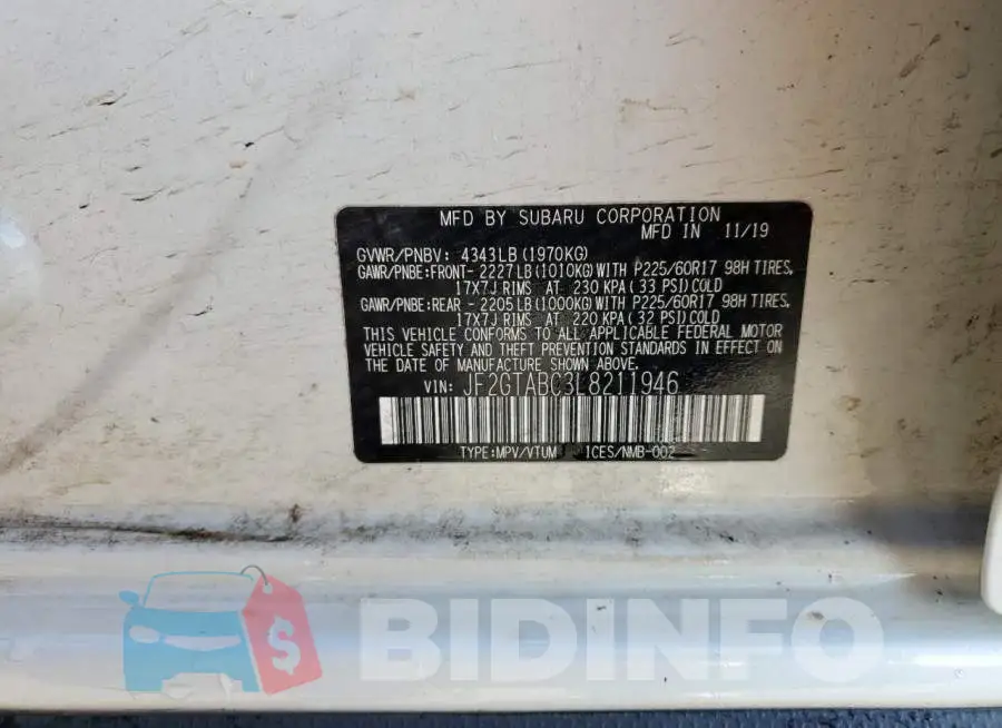 JF2GTABC3L8211946 Photo# 13