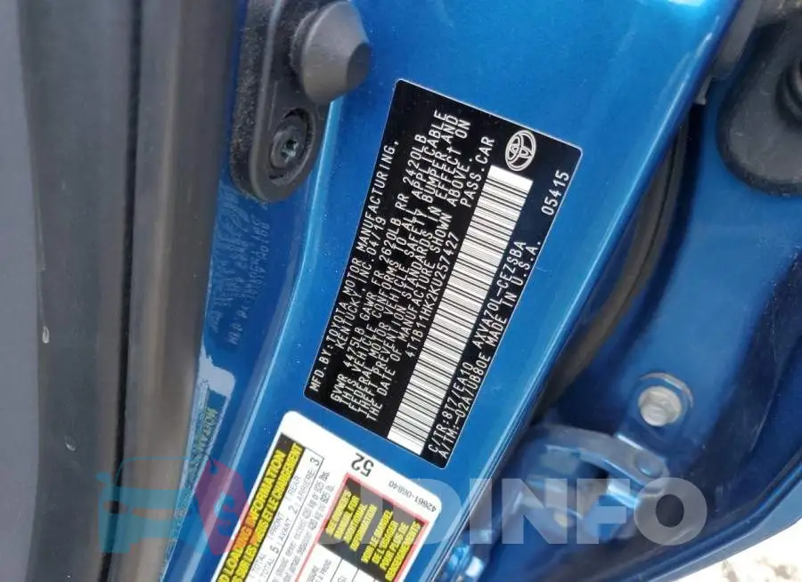 4T1B11HK2KU257427 Photo# 12