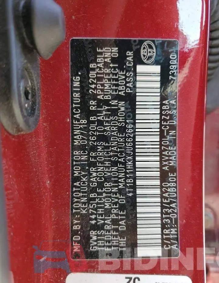 4T1B11HKXJU662661 Photo# 12