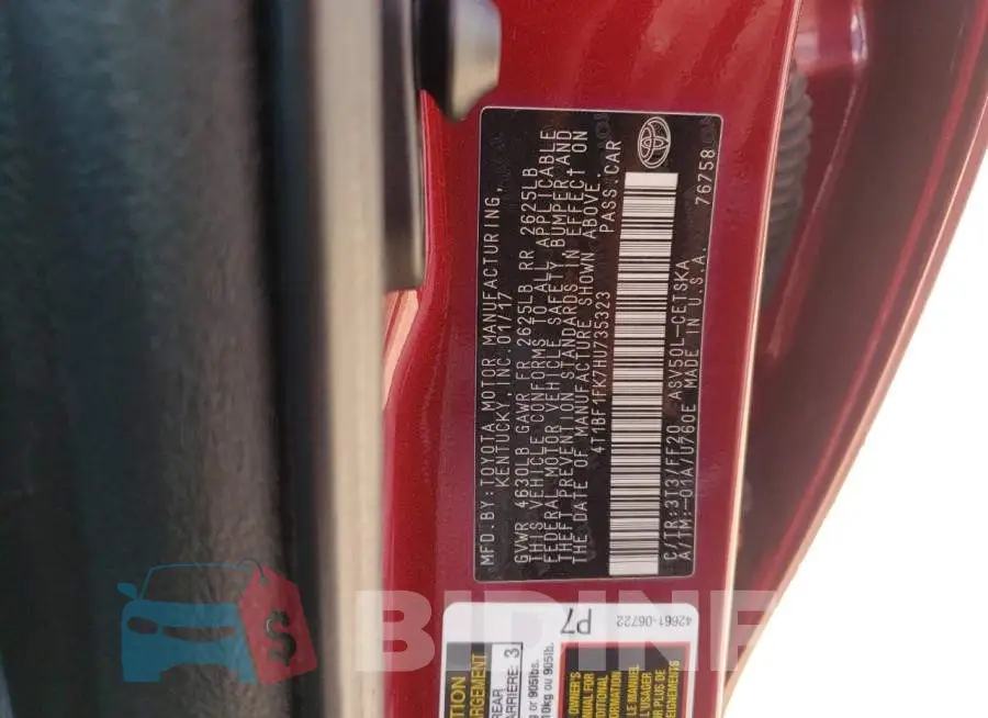 4T1BF1FK7HU735323 Photo# 13