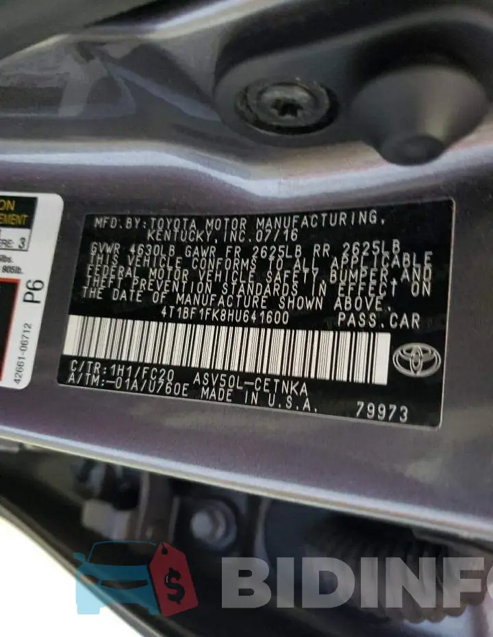 4T1BF1FK8HU641600 Photo# 12