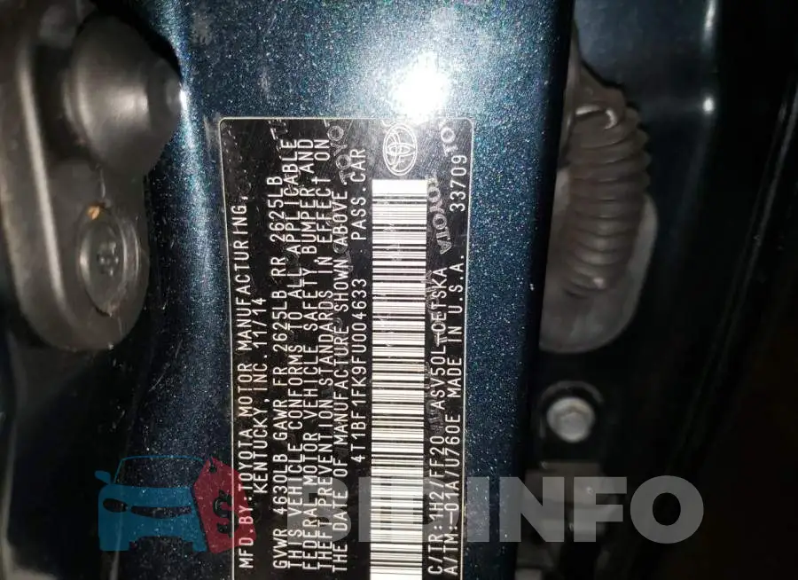 4T1BF1FK9FU004633 Photo# 12