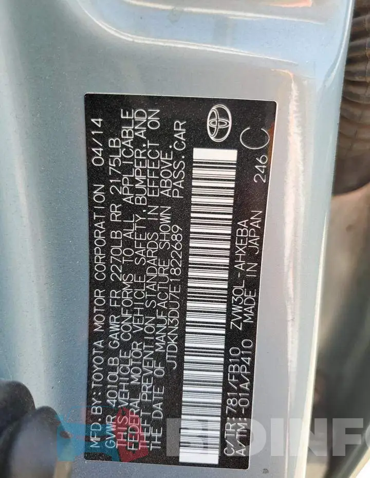 JTDKN3DU7E1822689 Photo# 12