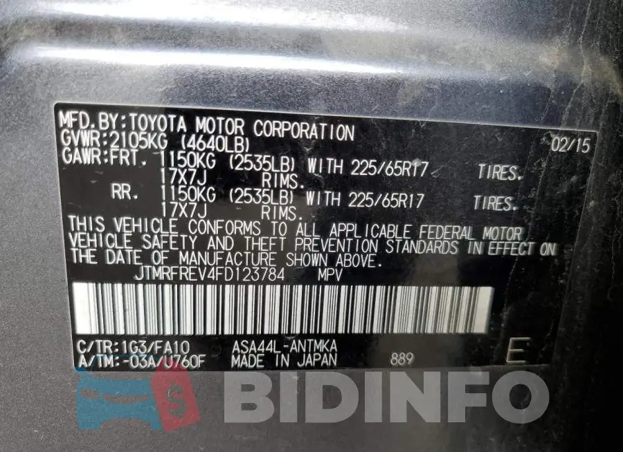 JTMRFREV4FD123784 Photo# 13